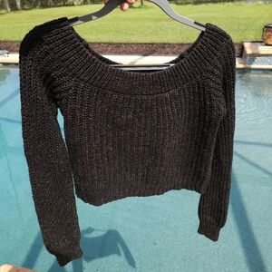 Adorable Knitt Off Shoulder Crop Sweater